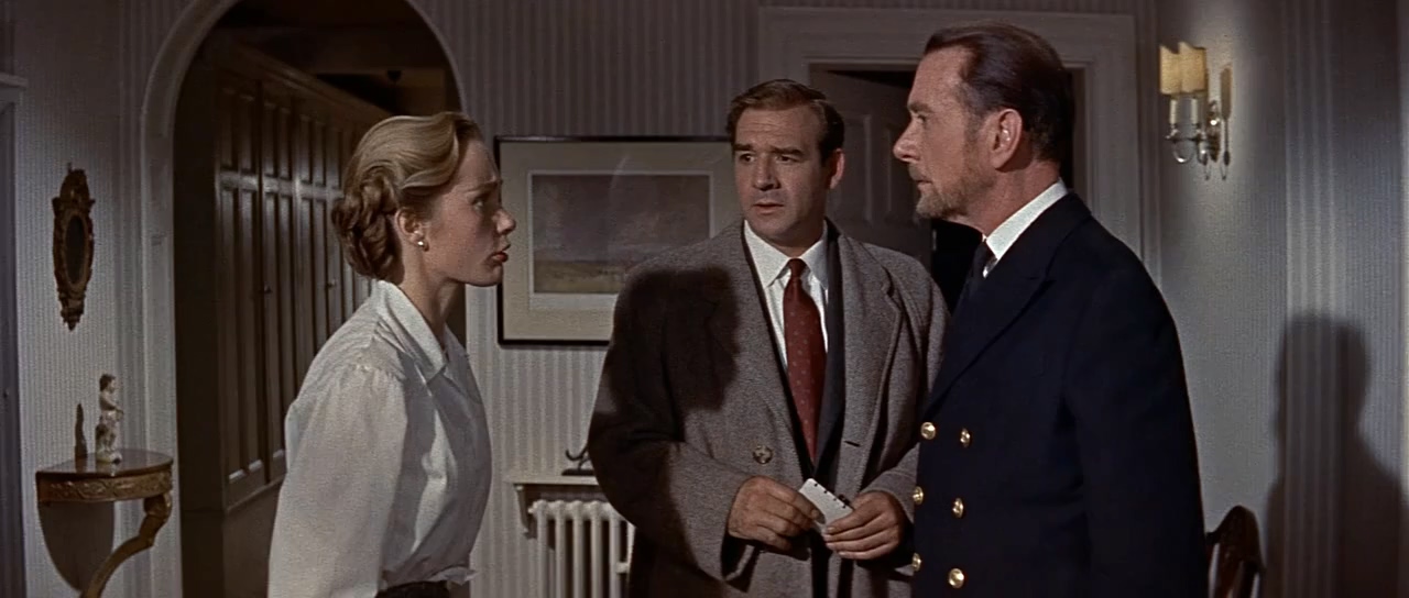 Robert Brown, Josephine Griffin, and Clifton Webb in The Man Who Never Was (1956)