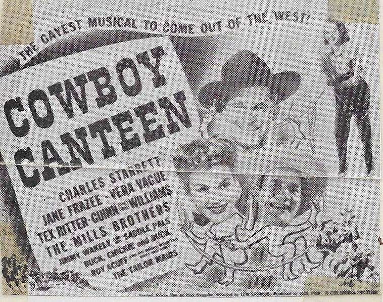 Barbara Jo Allen, Jane Frazee, Charles Starrett, and Guinn 'Big Boy' Williams in Cowboy Canteen (1944)