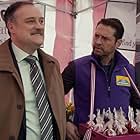 Jason Priestley and David Hewlett in Drop Dead Carny (2021)