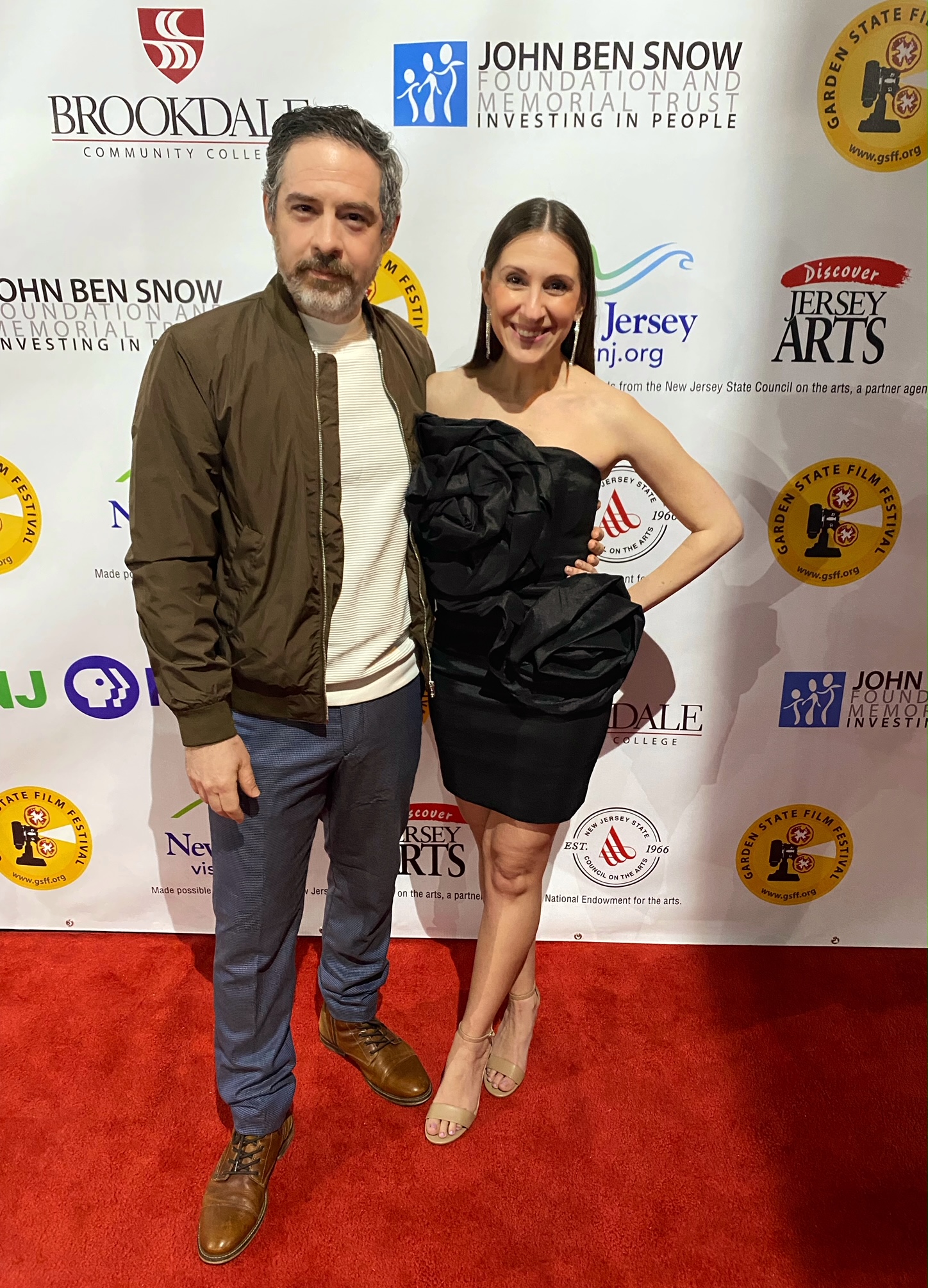 Paolo Mancini and wife Tarah Consoli on the red carpet for The Baker screening at the 21st Annual Gareden State Film Festival. March 24th, 2023.