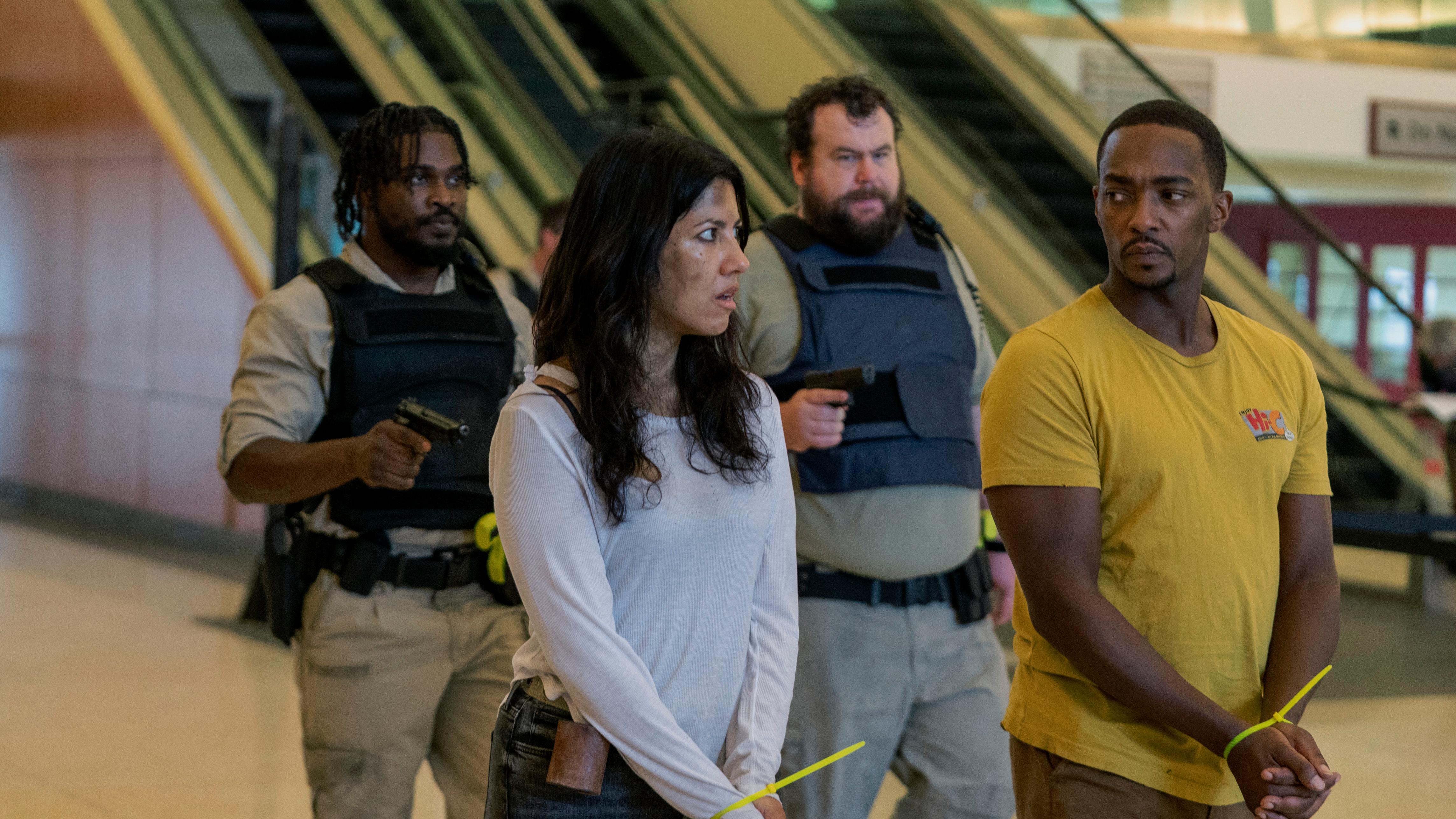 Anthony Mackie, Mike Mitchell, Stephanie Beatriz, and Tahj Vaughans in Twisted Metal (2023)