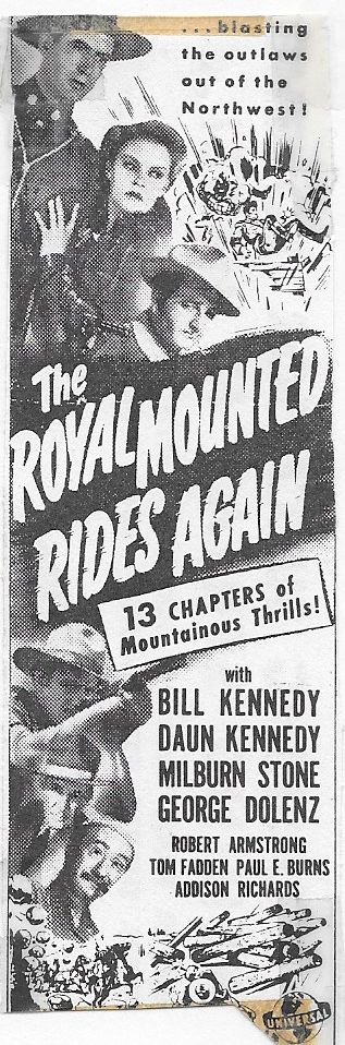 Paul E. Burns, Tom Fadden, Bill Kennedy, Daun Kennedy, Addison Richards, and Milburn Stone in The Royal Mounted Rides Again (1945)