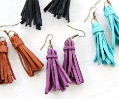 handmade leather and suede tassel earrings