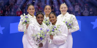 Image: 2024 U.S. Olympic Team Trials Gymnastics - Day 4 Suni Lee, Simone Biles, Hezly Rivera, Jordan Chiles and Jade Carey