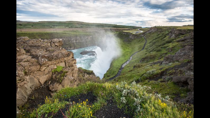 Gullfoss waterfall is part of Iceland's "Golden Circle" of natural wonders. Iceland leads the developed world in clean water and power.