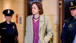 Former White House advisor on Russia, Fiona Hill arrives for a closed door meeting as part of the House impeachment inquiry into President Donald Trump on Capitol Hill in Washington, Monday, Nov. 4, 2019. (AP Photo/Andrew Harnik)