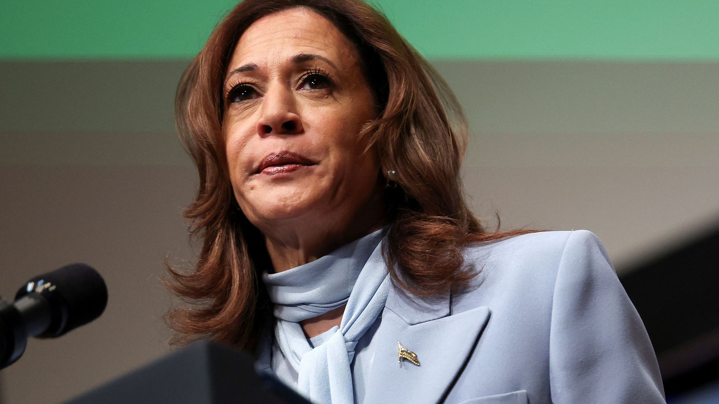 Vice President Kamala Harris reacts as she addresses the Congressional Hispanic Caucus Institute's 47th Annual Leadership Conference in Washington, DC, on September 18. 