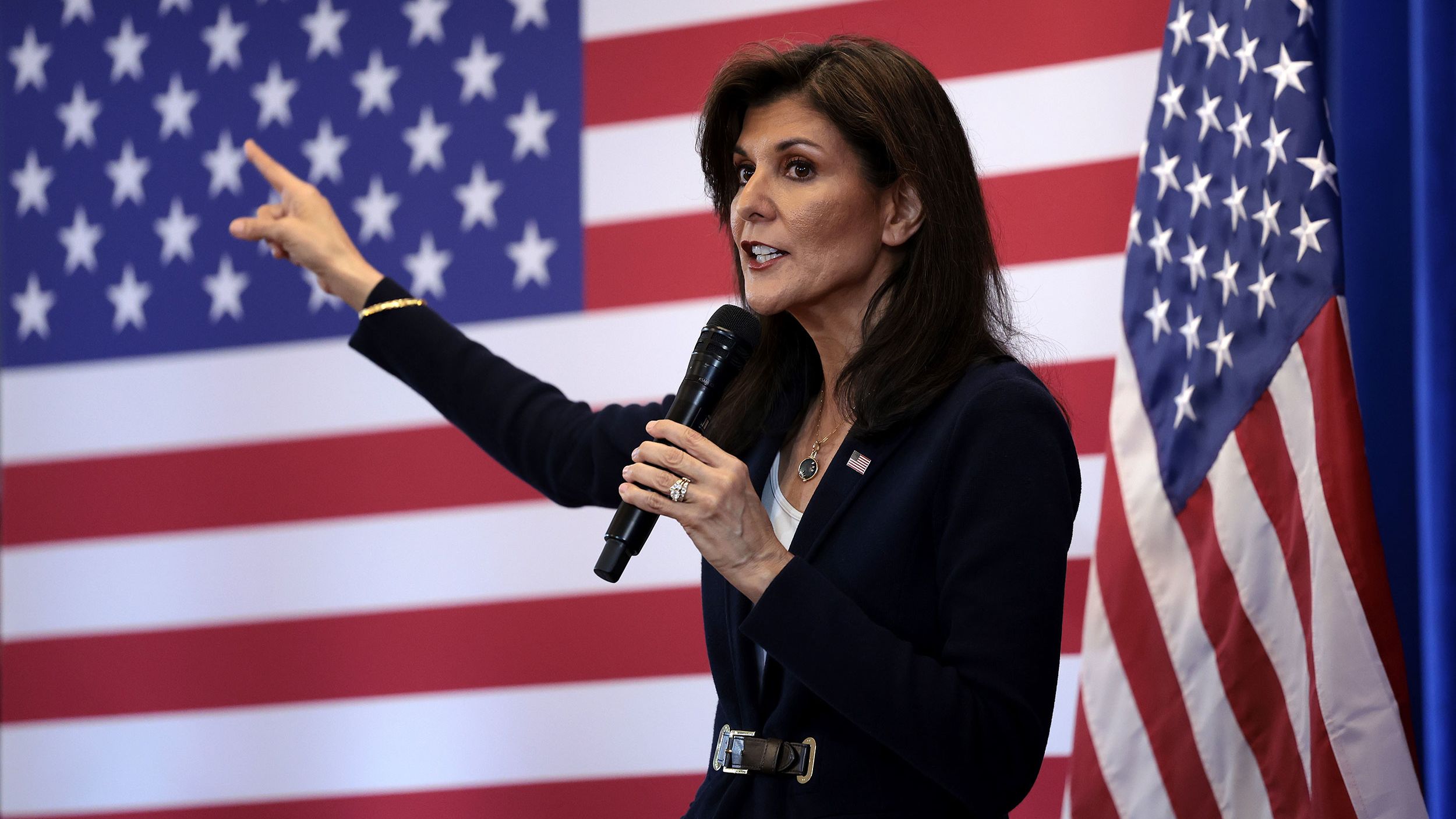 Nikki Haley speaks during a campaign event at The Palmetto Room on February 12, 2024, in Laurens, South Carolina.