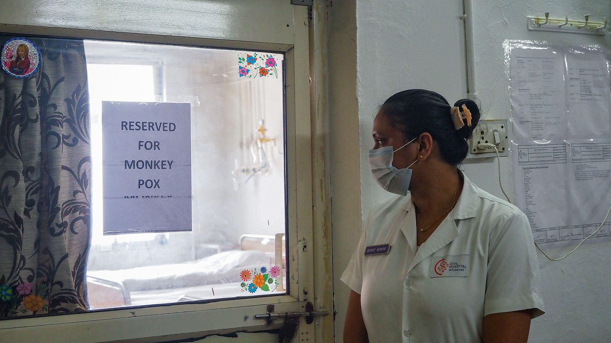 A nurse stands next to a newly created mpox isolation ward at a hospital in Ahmedabad, India, on September 10.