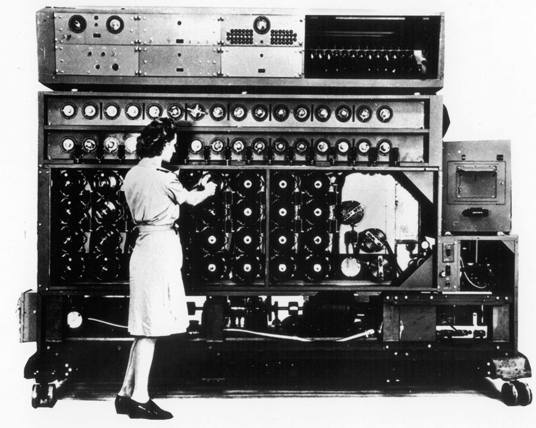 A woman working on the Enigma Coding Machine