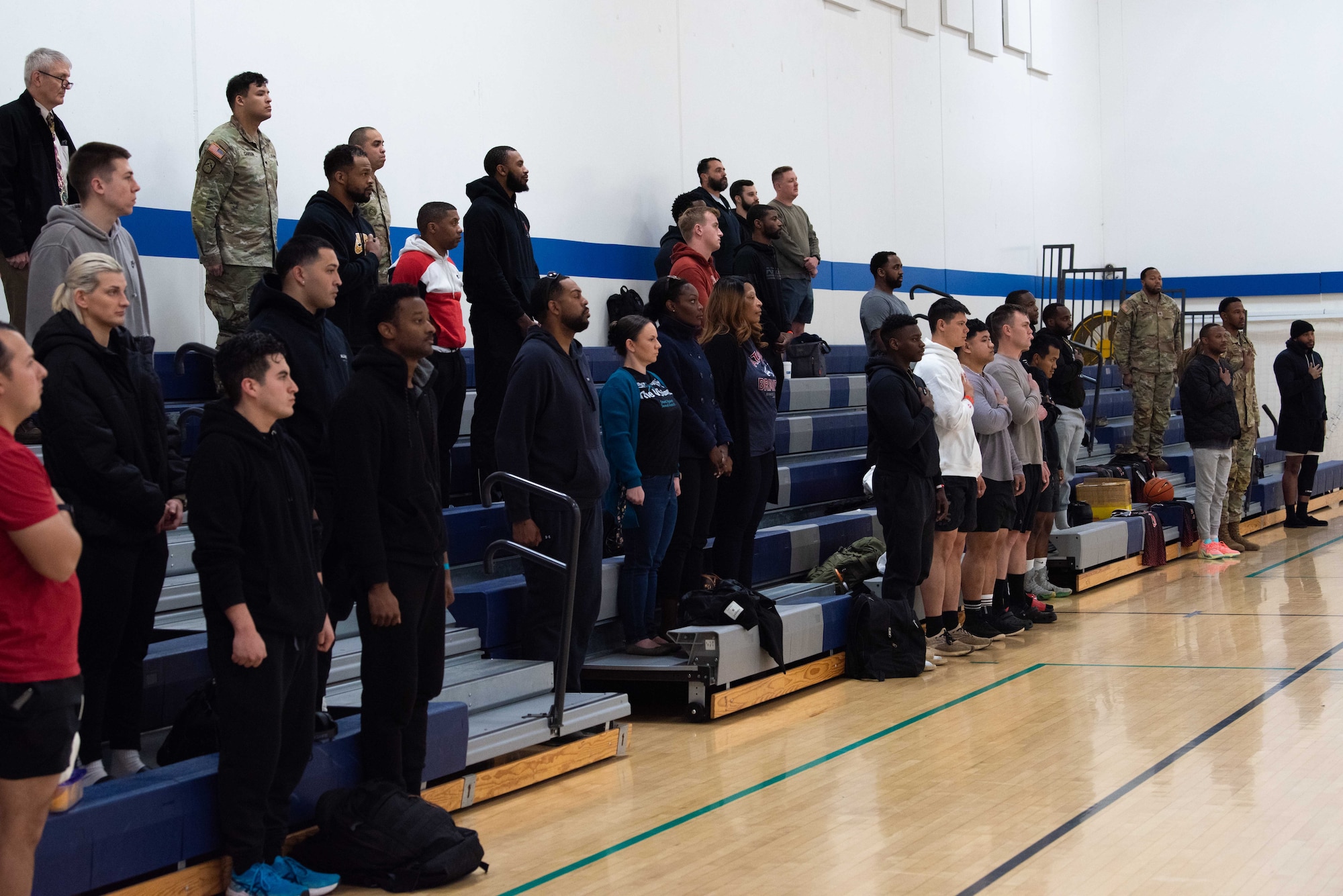 The Sexual Assault Prevention and Response office host an Air Force versus Army basketball tournament at Joint Base Lewis-McChord, Washington, April 18, 2024. SAPR hosted the event to raise awareness and recognize Sexual Assault Awareness and Prevention Month.