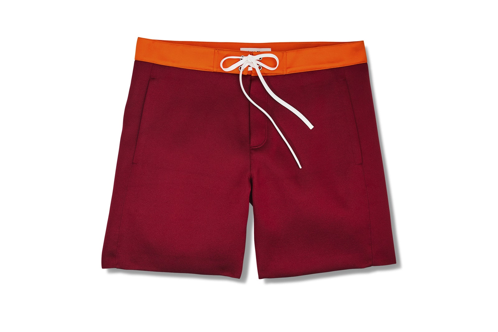 Image may contain Clothing Shorts Maroon and Swimming Trunks