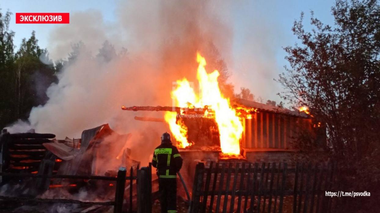 Пожарные ликвидируют возгорание жилого дома в Пушкиногорском районе