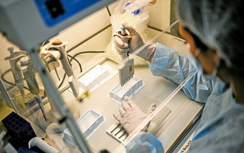 Un laborantin travaillant au séquençage du génome du Sars-CoV-2 et de ses variants au Centre national de référence (CNR) de l’Institut Pasteur à Paris.