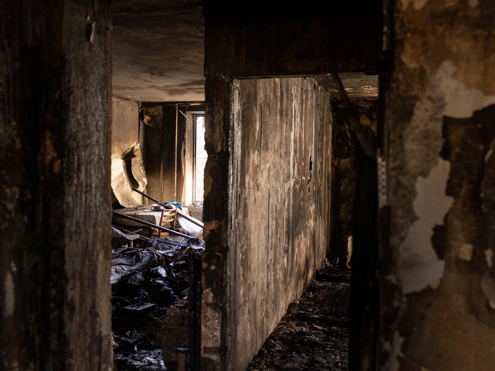 Interior of an apartment damaged by a missile on March 15 2022. According to anonymous Ukrainian sources it was a...