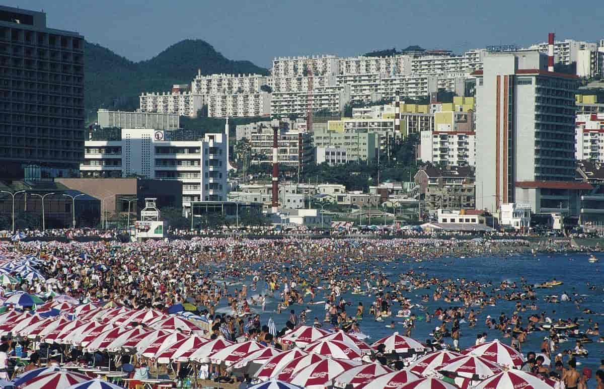 Badestrand i Pusan (Busan), Sør-Koreas nest største by