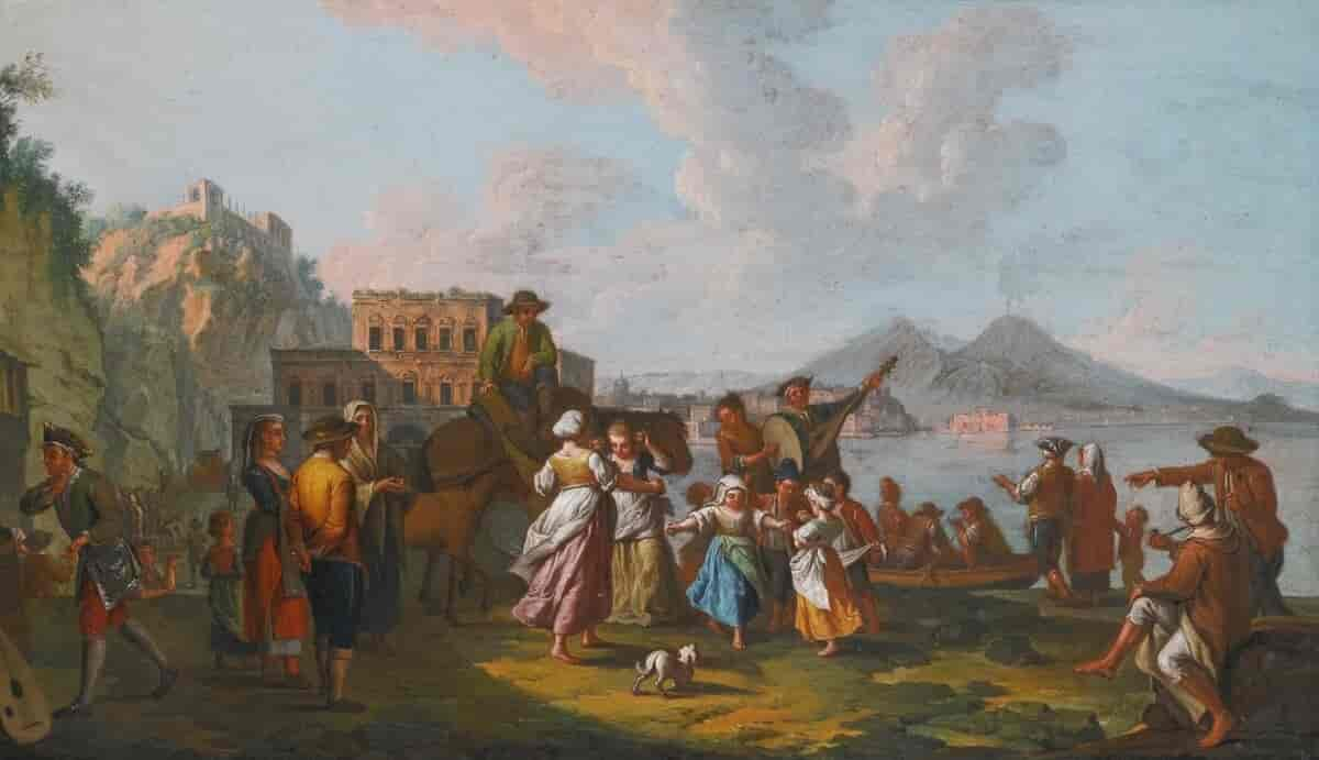 Tarantella på Palazzo Donn'anna med Vesuv i bakgrunnen