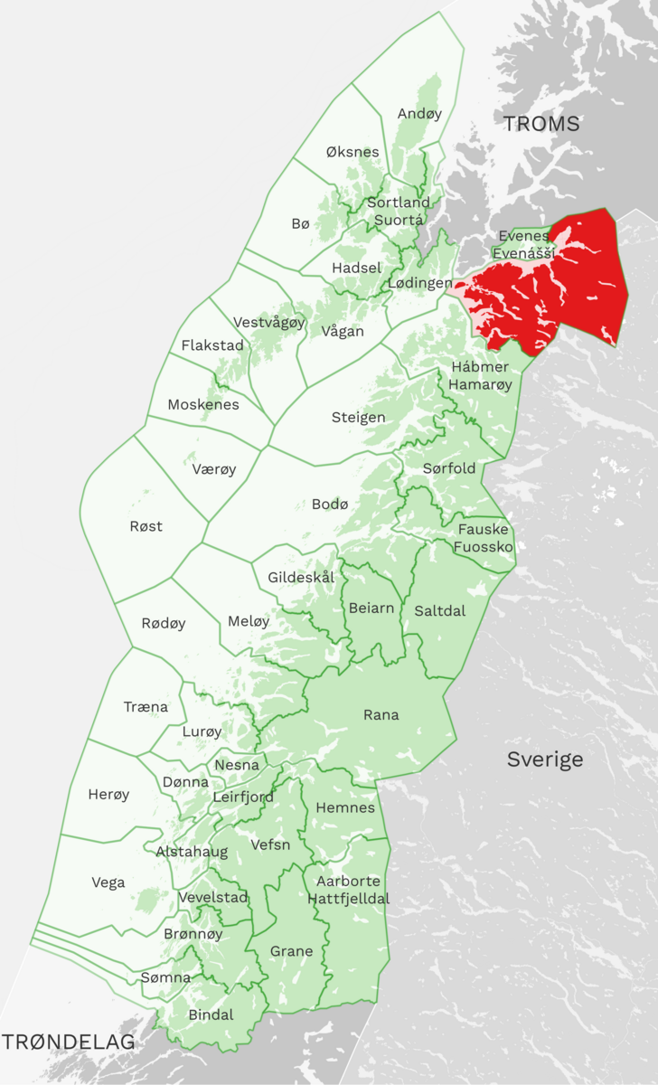 Kart: Narvik kommune i Nordland