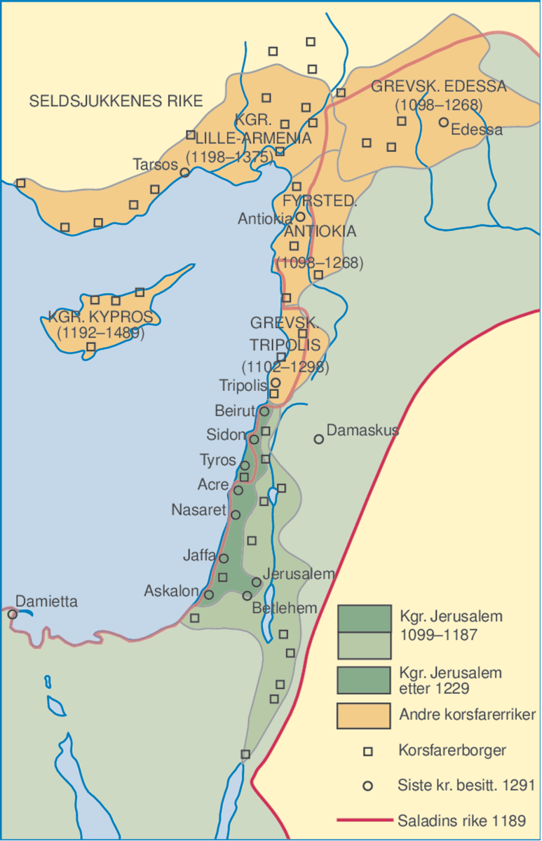 Kart over østlige korsfarerriker