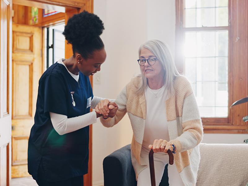 health care worker with client