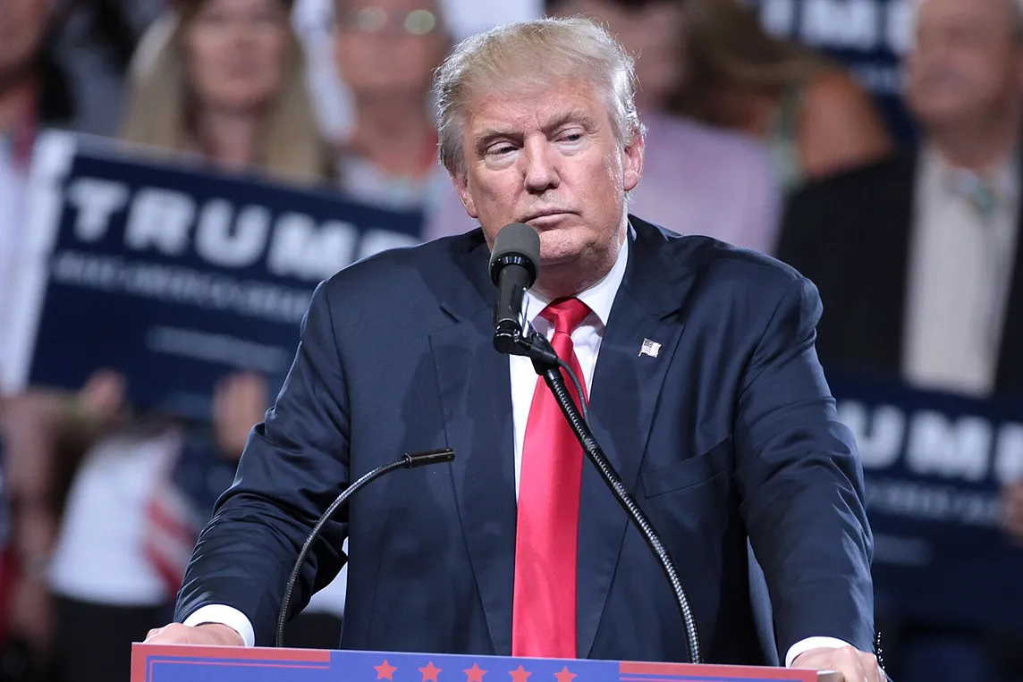 Donald Trump speaking at a rally