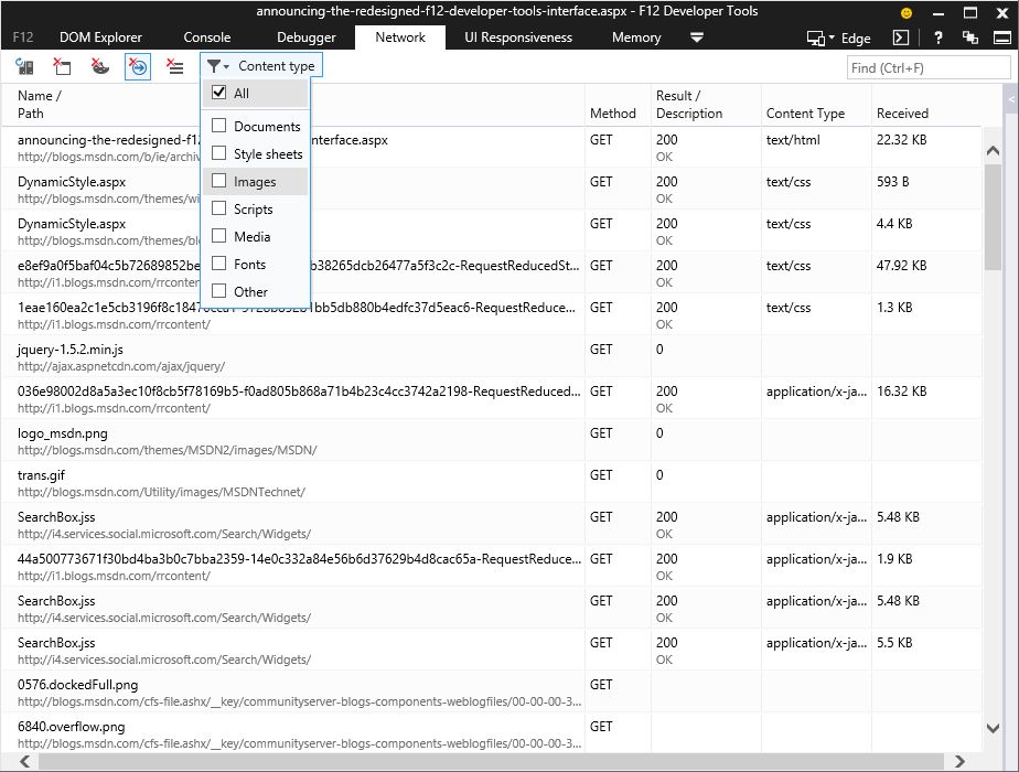 New F12 network tools