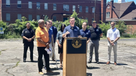 Democratic Gov. Andy Beshear speaks at a press conference on July 5, 2024 on a recent tornado in Louisville before addressing his recent meeting with President Joe Biden a couple days before.