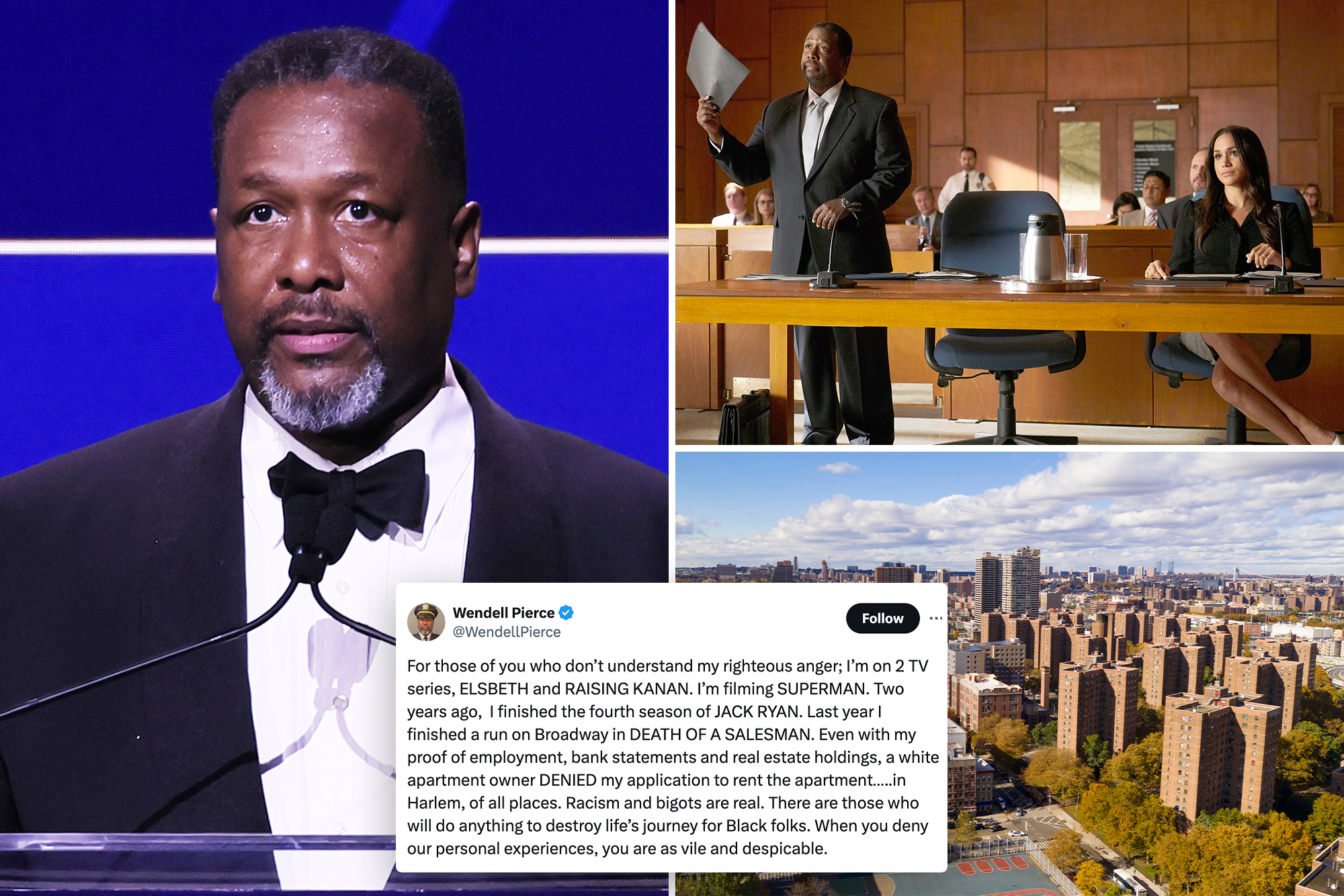 'Suits' star Wendell Pierce claims he was denied housing in Harlem over race: 'Vile and despicable'