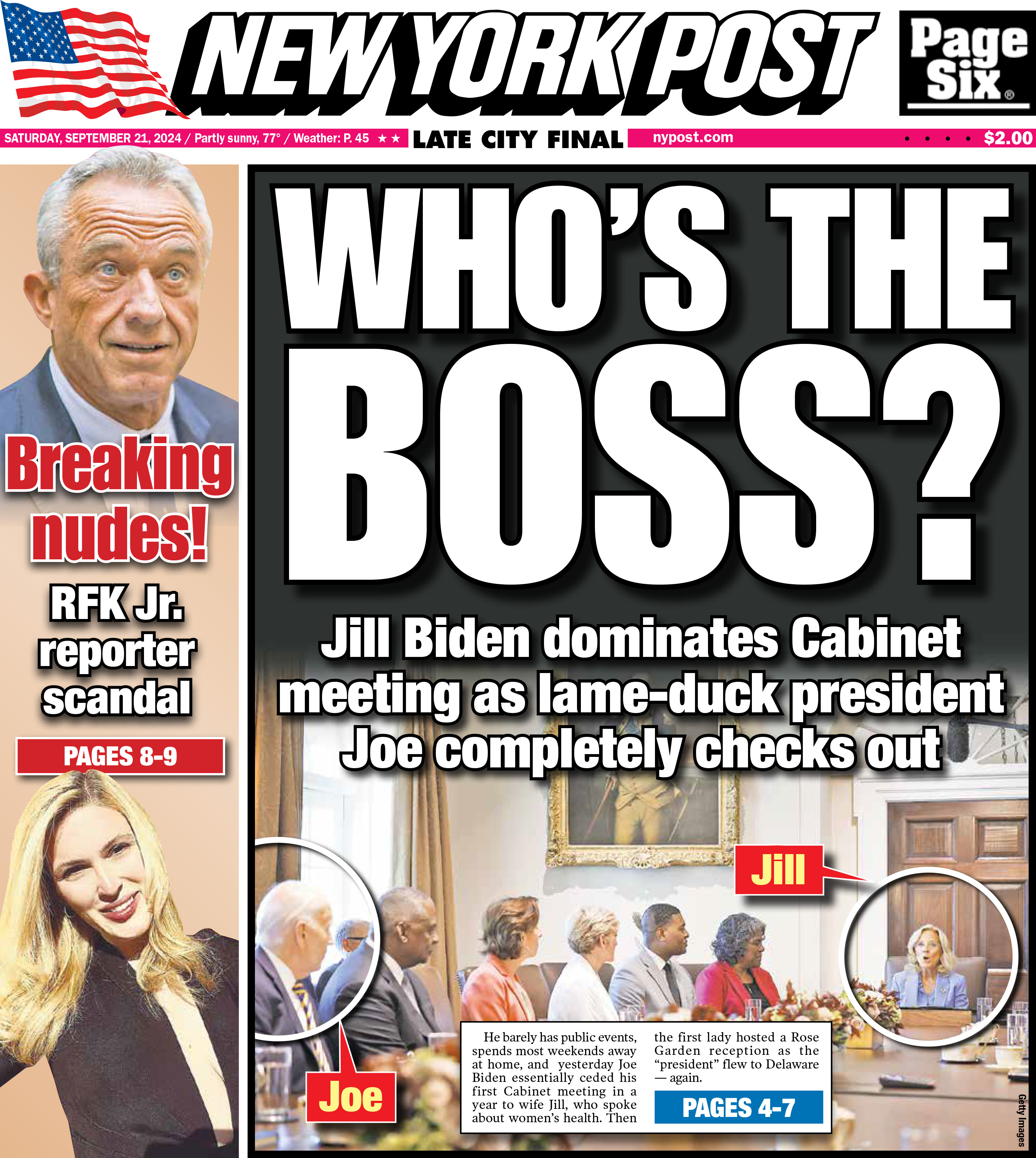 September 21, 2024 New York Post Front Cover