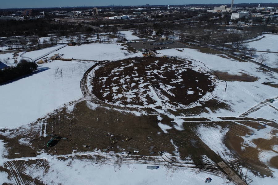 The site demarcated for the stadium in Eisenhower Park, in the dead of winter in February this year