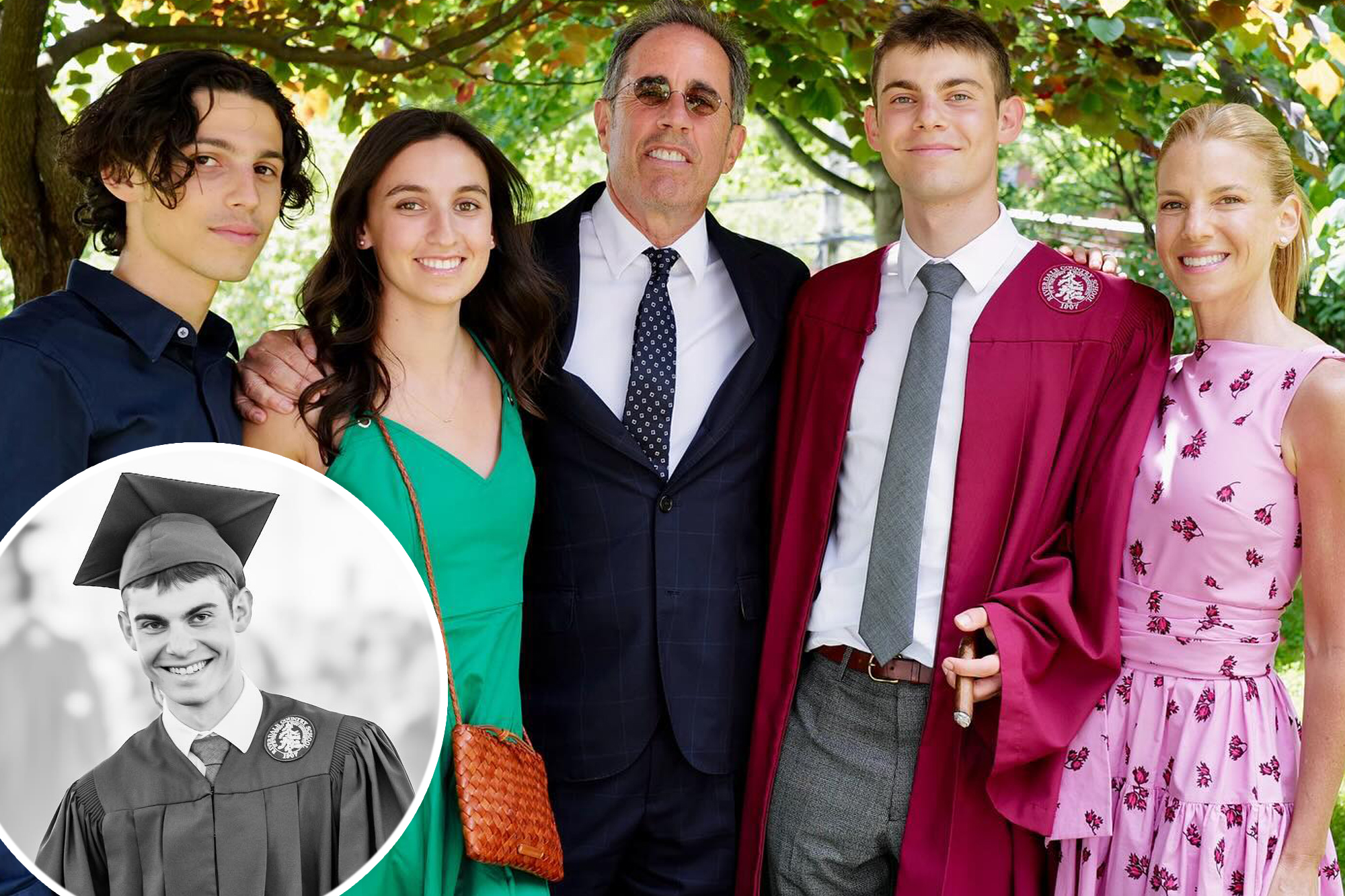 Jerry Seinfeld and wife Jessica pose for family photo at son Shepherd's high school graduation