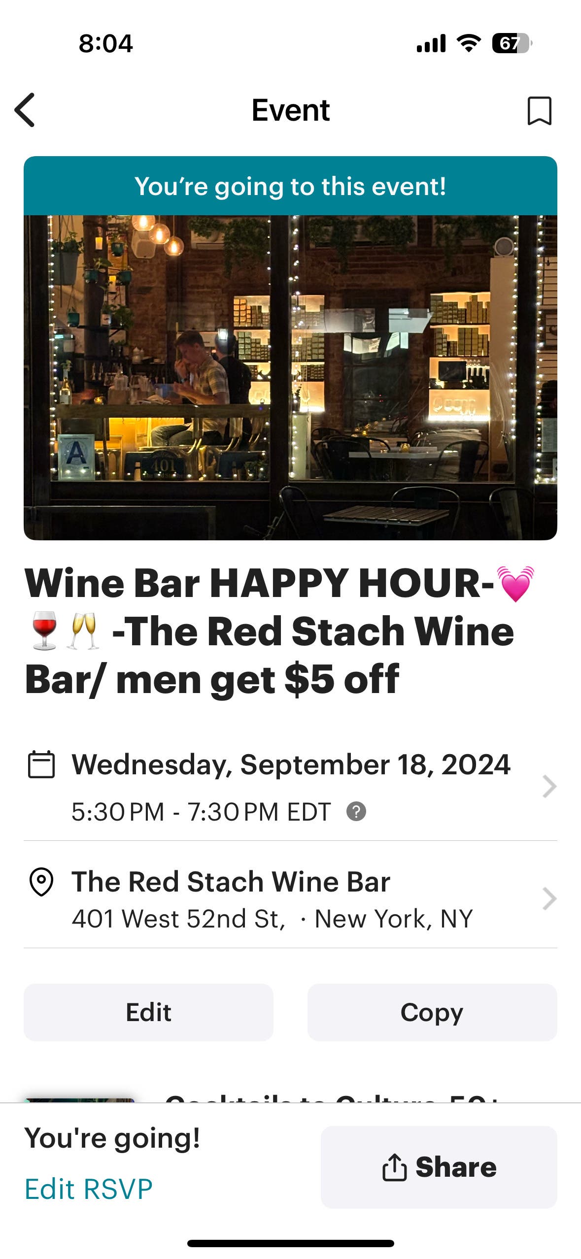 Singles 50+ Happy Hour, $15 attendance fee, Men $5 off