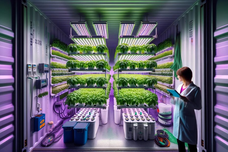 Diese mit der künstlichen Intelligenz Dall-E erstellte Illustration zeigt den geplanten Vertical-Farming-Container zur Erforschung von plasmabasierten Verfahren.