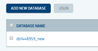 Tworzenie nowej bazy danych w panelu klienta