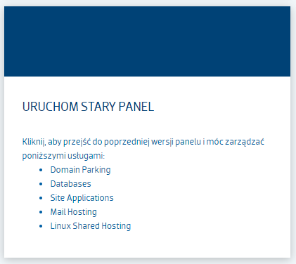 Uruchom stary panel zarządzania usługami strefa.pl