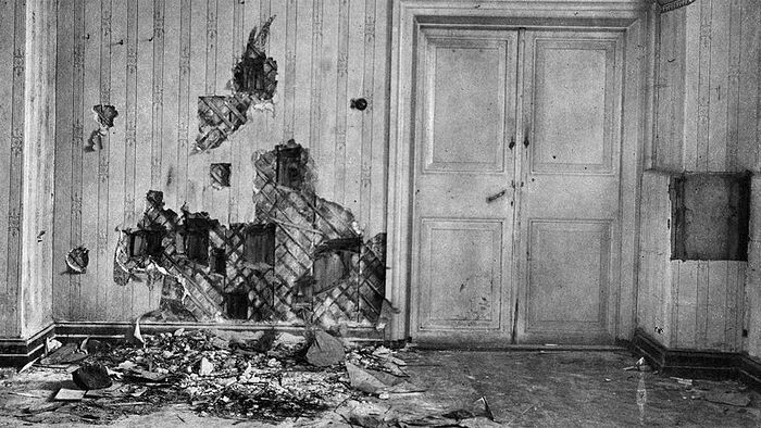 The basement of the Ipatiev house in Ekaterinburg where the Royal Family was executed, 1918