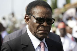 Le président équato-guinéen, Teodoro Obiang Nguema Mbasogo, lors d’une visite au Nigeria, en 2015. © Sunday Alamba/AP/SIPA