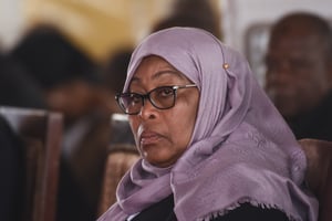 La présidente de la Tanzanie, Samia Suluhu Hassan, lors des funérailles de son prédécesseur John Magufuli, le 26 mars 2021. © AFP