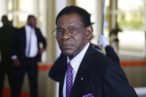 Le président équato-guinéen, Teodoro Obiang Nguema Mbasogo, à Libreville le 2 mars 2023. © Ludovic Marin/AFP