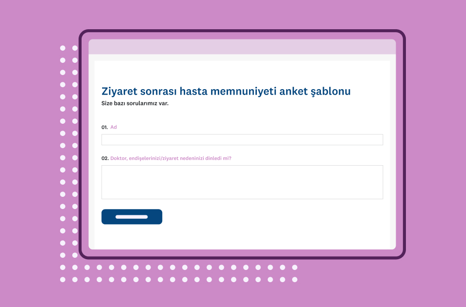 SurveyMonkey ziyaret sonrası hasta memnuniyeti anket şablonu ekran görüntüsü