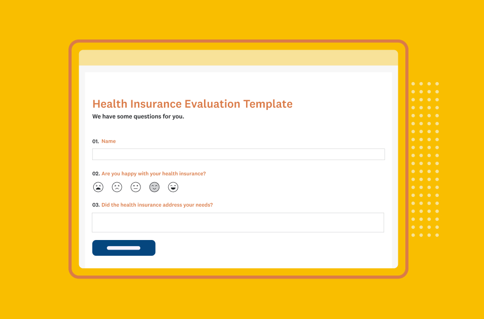 Screenshot of SurveyMonkey health insurance evaluation survey template