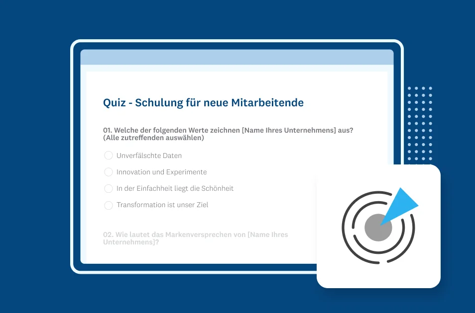 Screenshot einer Schulungsquiz-Vorlage für neue Mitarbeitende