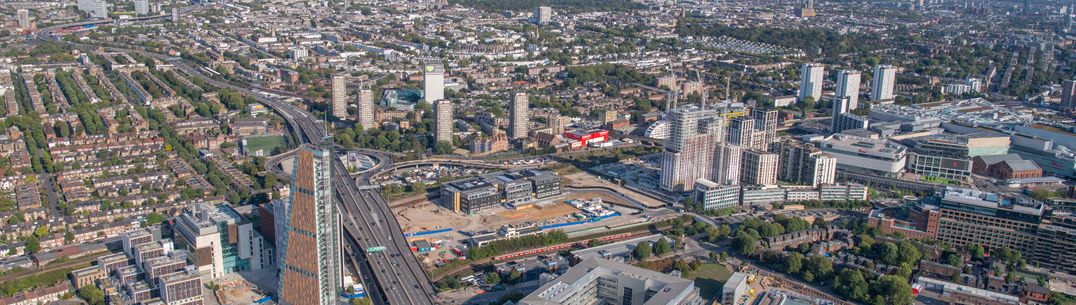 Aerial view of White City and London