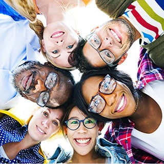 Diverse group showing friendship and support.