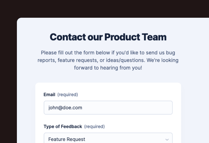 contact product team form