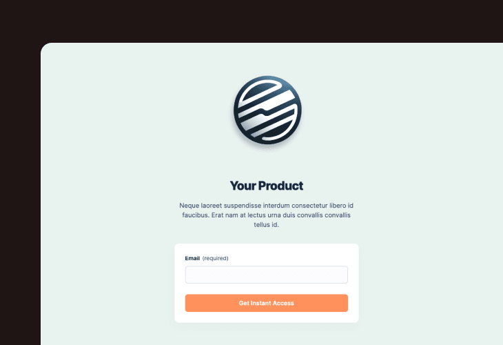 simple product page with email capture