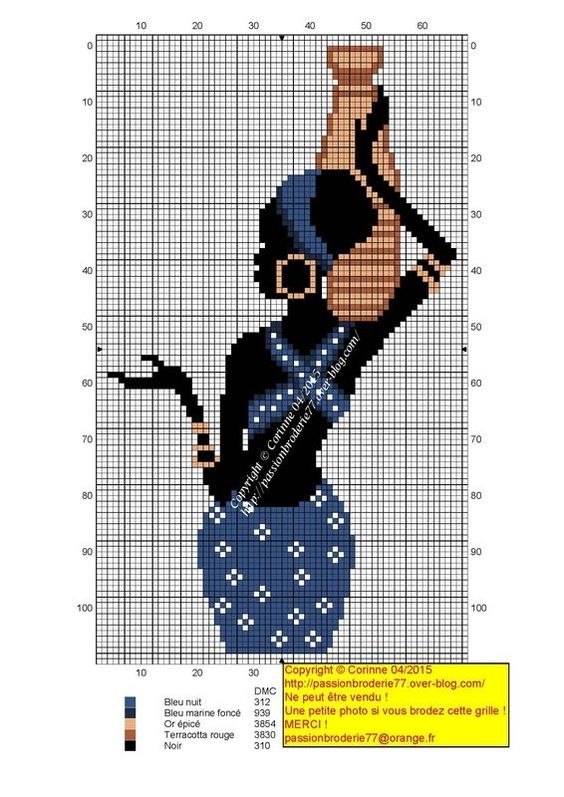 0 point de croix femme africaine - cross stitch african lady: 