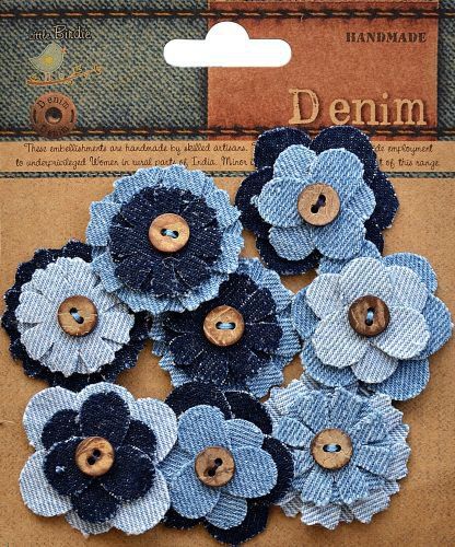 Little Birdie Crafts - Denim Collection - Button Flower: 