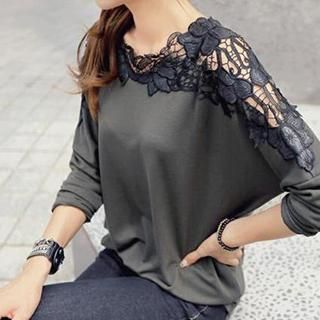 Buy 'Dream Girl  Lace Panel Long-Sleeve Top' with Free International Shipping at YesStyle.com. Browse and shop for thousands of Asian fashion items from China and more!: 