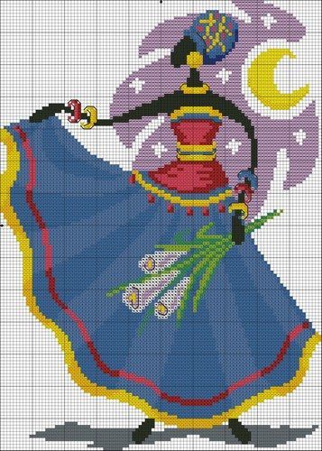 0 point de croix femme africaine - cross stitch african lady: 